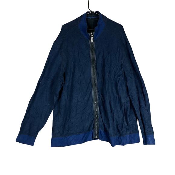 Banana Republic Other - Tommy Bahama Mens Jacket Blue Full Zip Knit Long Sleeve Pima Cotton Blend XXL